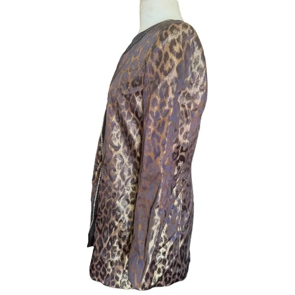 CLARA CLARA NYC Vintage Silk 1980s Rhinestone Embellished Cheetah Print Coat - Picture 6 of 9